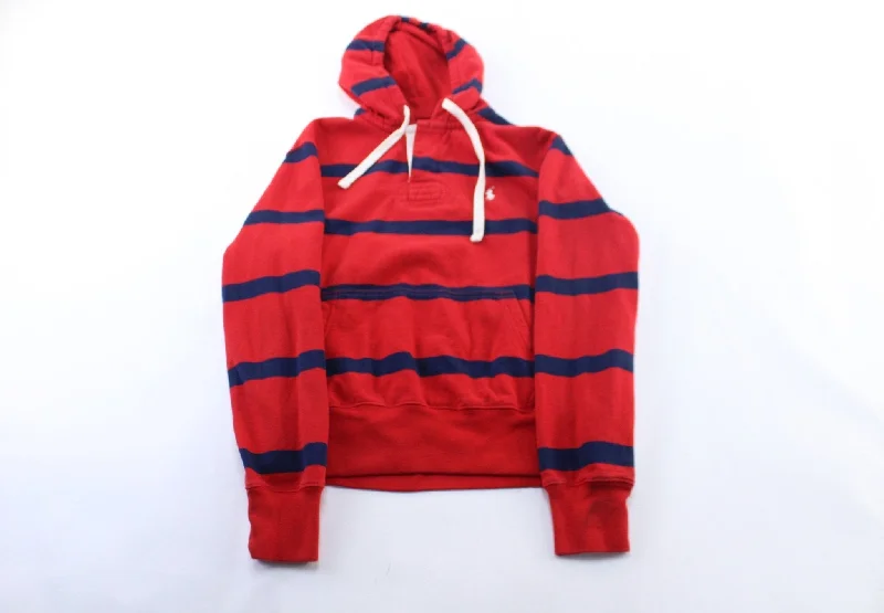 Women's Coats with Fur Trimmed SleevesPolo by Ralph Lauren Embroidered Logo Red & Blue Striped Pullover Hoodie