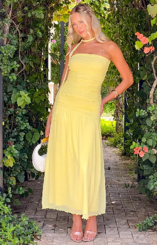 Women's Low Collar DressesBrayan Yellow Maxi Dress