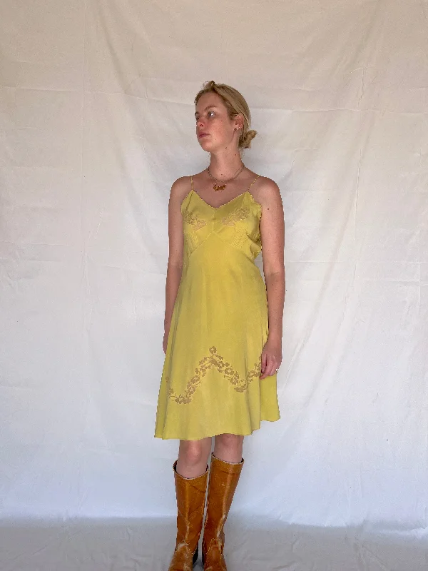 women's pajamas for movie nightsHand Dyed Sunflower Yellow Silk Slip