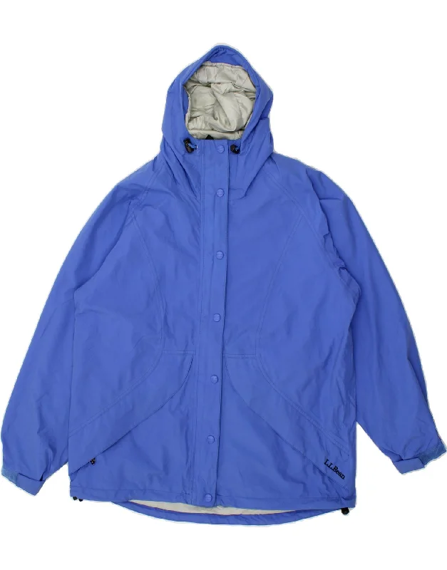 Women's Coats with Fur Trimmed PocketsL.L.BEAN Womens Oversized Hooded Rain Jacket UK 14 Medium Blue Nylon