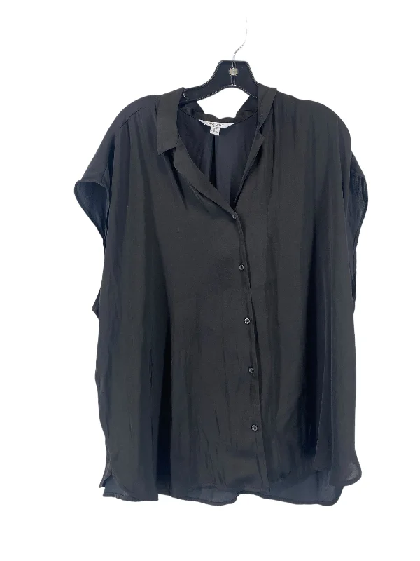 Women's Blouse with High CollarBlouse Sleeveless By Nine West In Black, Size: 2x