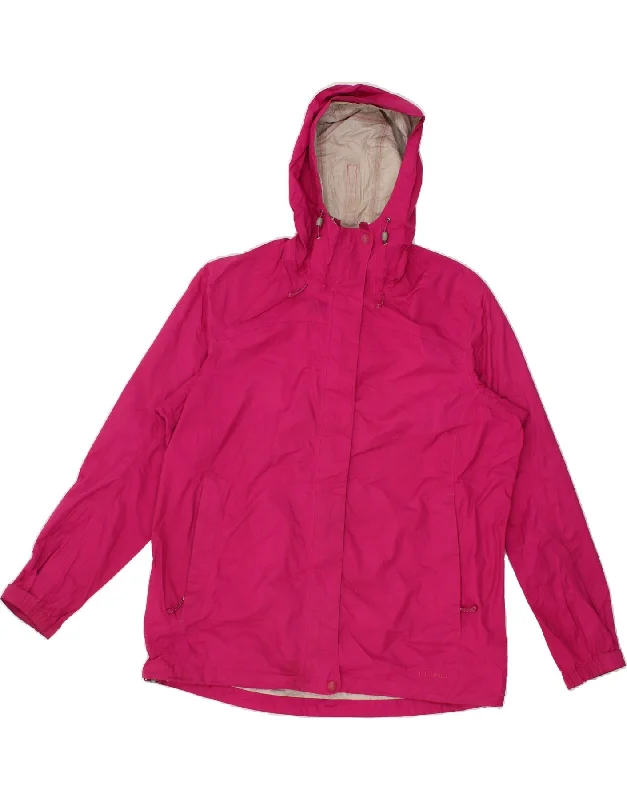 Women's Coats with Fur Trimmed ZipperL.L.BEAN Womens Hooded Rain Jacket UK 18 XL Pink Nylon