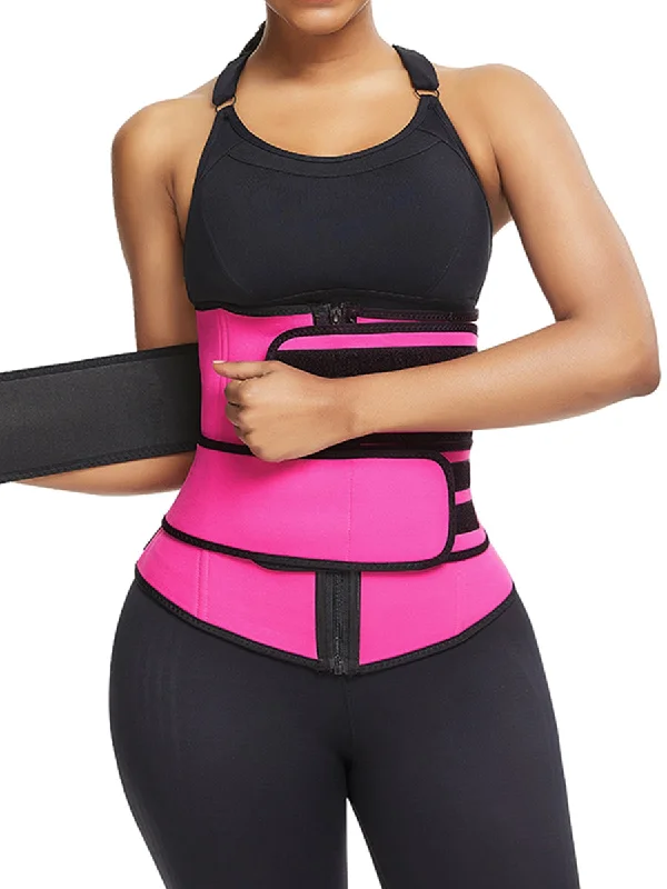 seamless shapewear for stretch fabricsDouble Belt Zippered Neoprene Waist Trainer