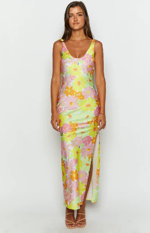 Women's Mandarin Collar DressesJovie Yellow Floral Maxi Dress