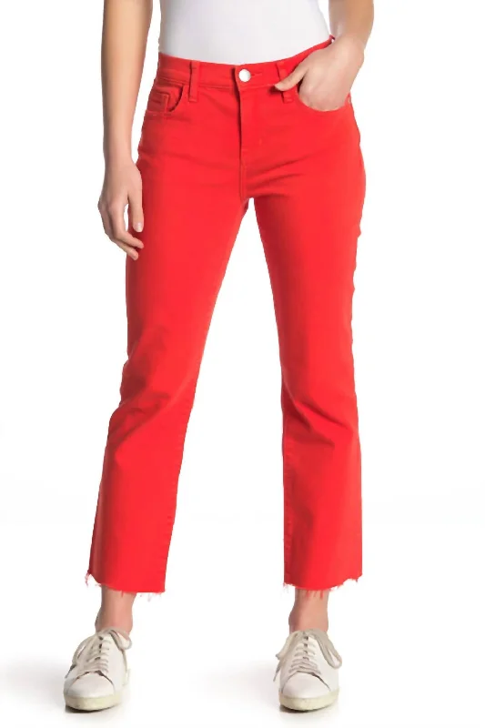 Women's CaprisThe Kick Flare Crop High Waist Jean In Fiery Red