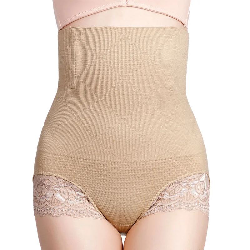 stretch lace body shaper for lingerie and dressesHigh Waisted Panty Shapewear with Lace - Nude