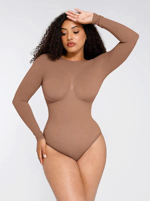 lace-up corset shapewear for waist trainingDeep Back Long Sleeve Tummy Control Shapewear Bodysuit