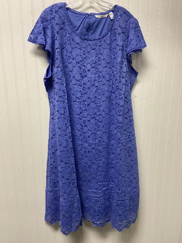 Women's Round-Neck DressesDress Casual Midi By Isaac Mizrahi Live Qvc In Blue, Size: 2x