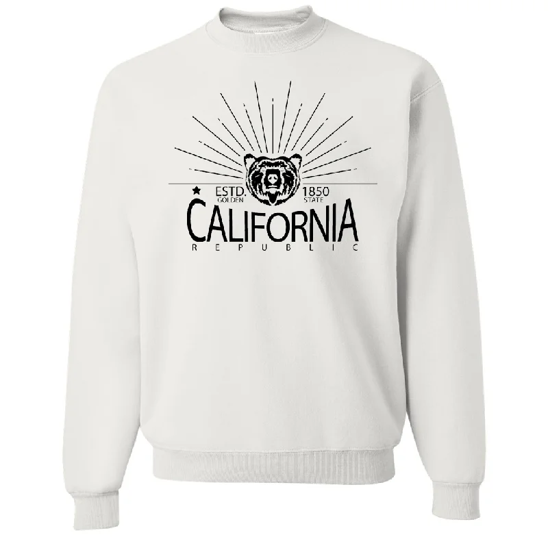 Women's Hooded Sweatshirts with Elastic WaistCalifornia Golden State Black Print Crewneck Sweatshirt