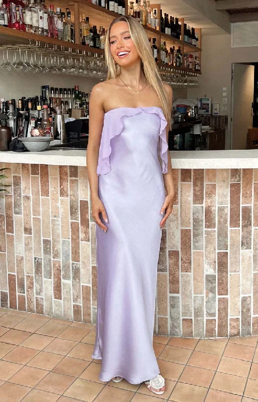 Women's Wide Collar DressesFaylinn Purple Strapless Maxi Dress