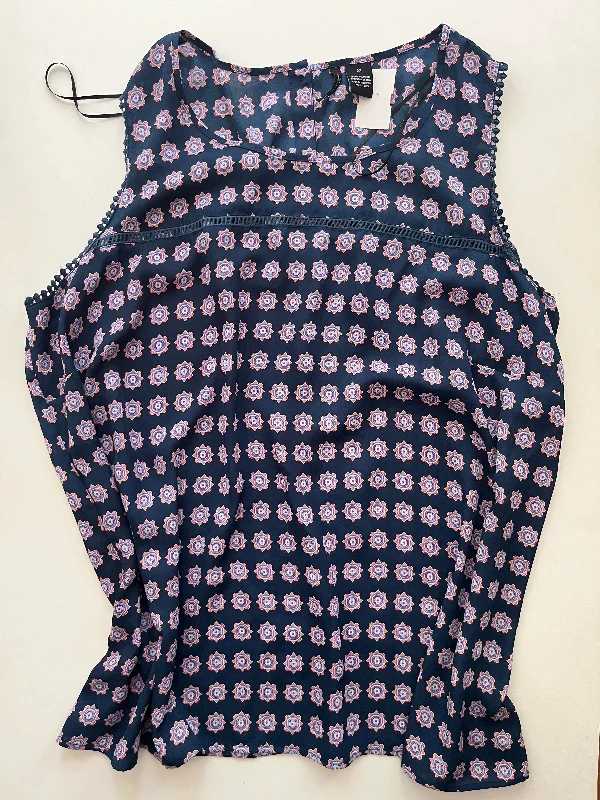 Women's Blouse with Bell SleevesBlouse Sleeveless By New Directions In Navy, Size: 3x