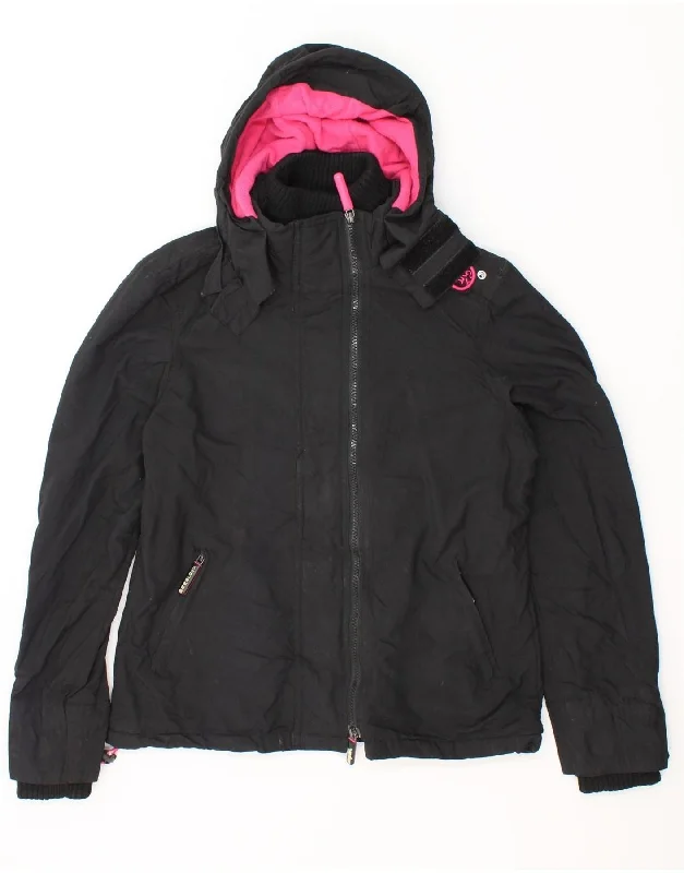 Women's Trench CoatsSUPERDRY Womens Windcheater Hooded Windbreaker Jacket UK 16 Large Black