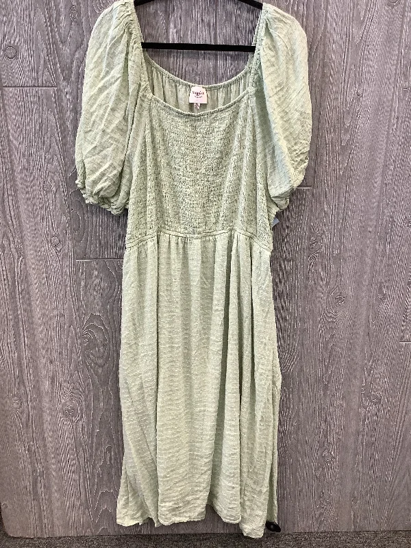 Women's Wide Collar DressesDress Casual Midi By Hayden La In Green, Size: 3x