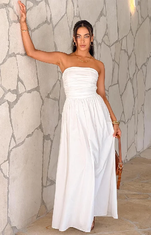 Women's U-Back DressesJosianne White Strapless Maxi Dress