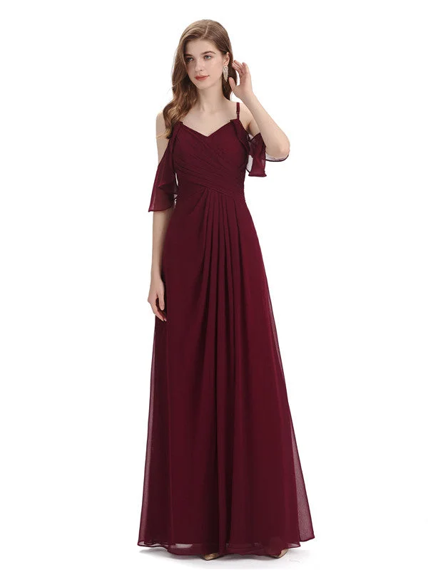 Women's Peter Pan Collar DressesElegant Cold Shoulder Long Maxi Bridesmaid Dresses Online