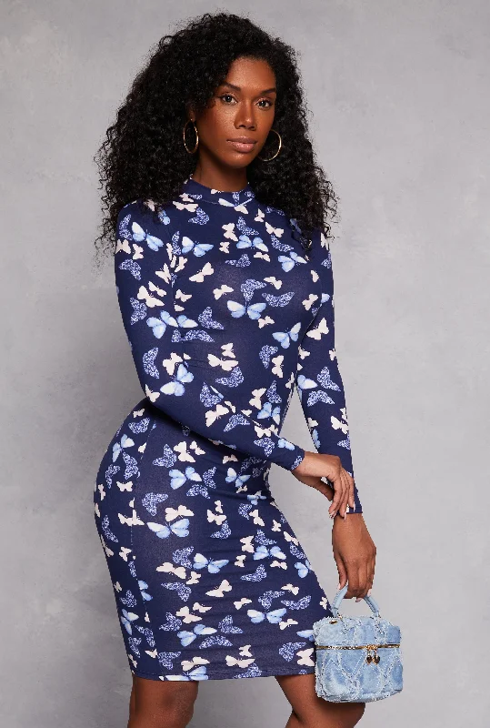  Women's A-Line DressesPatterned Long Sleeve Midi Dress