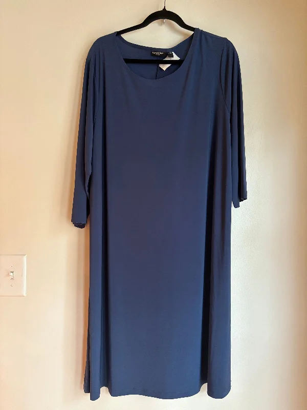 Women's Mandarin-Neck DressesDress Casual Midi By Clothes Mentor In Blue, Size: 2x