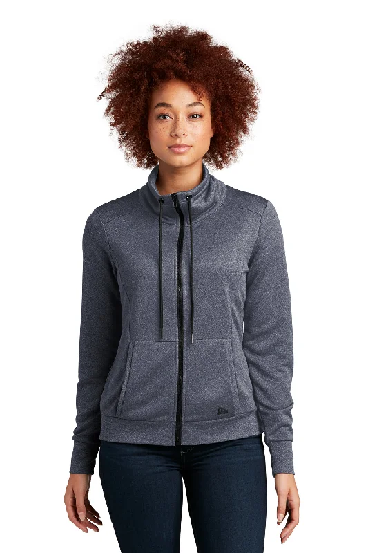 Women's Hooded Sweatshirts with ThumbholesNew Era Womens Performance Terry Full Zip Sweatshirt w/ Pockets - Heather True Navy Blue