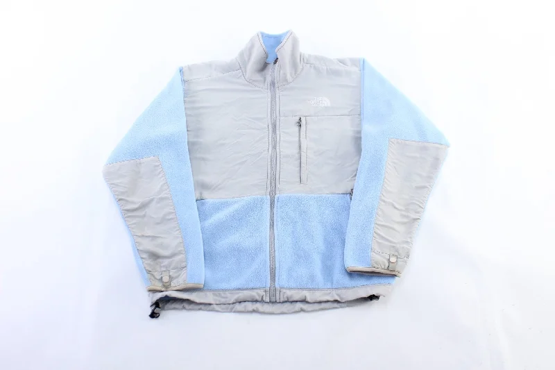 Women's Down CoatsWomen's The North Face Embroidered Logo Light Blue & Grey Zip Up Jacket