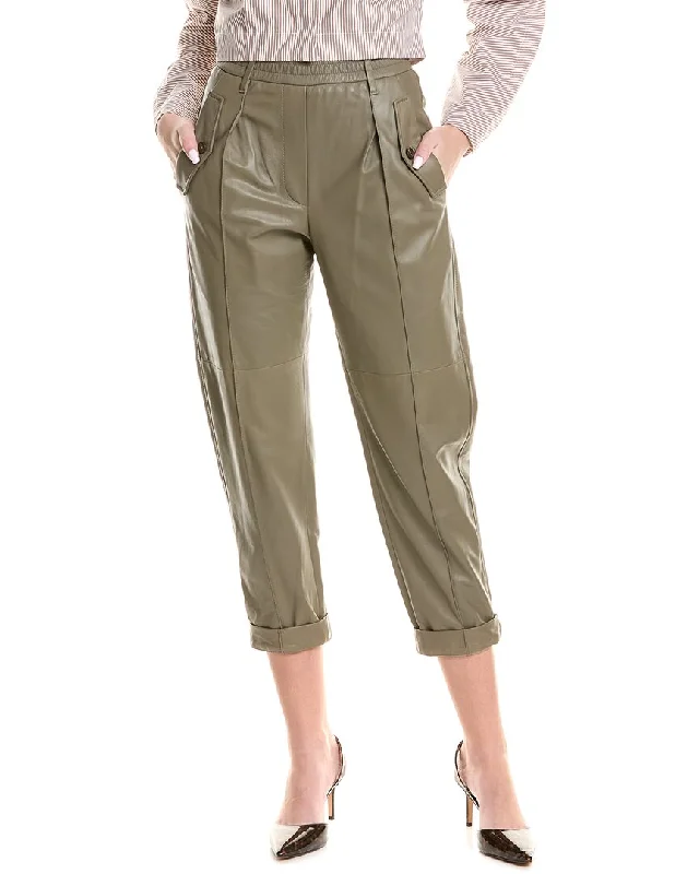 Women's Jodhpurs with Lapel CollarBrunello Cucinelli Leather Pant