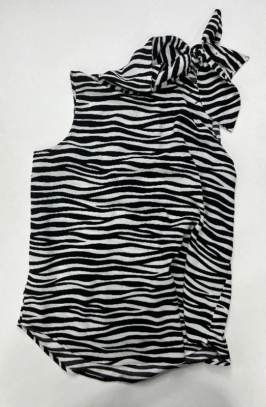 Women's Blouse with Boat NeckBlack White Blouse Sleeveless Ann Taylor O, Size M