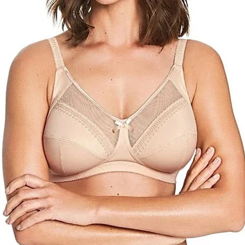 plus-size sports bra with mesh panelsRoyce Charlotte Wire-Free Comfort Bra - Beige