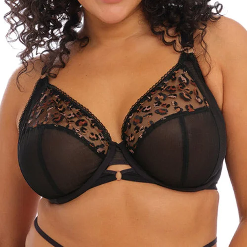 plus-size lace overlay nursing braElomi Namrah UW Bandless Plunge Bra - Black