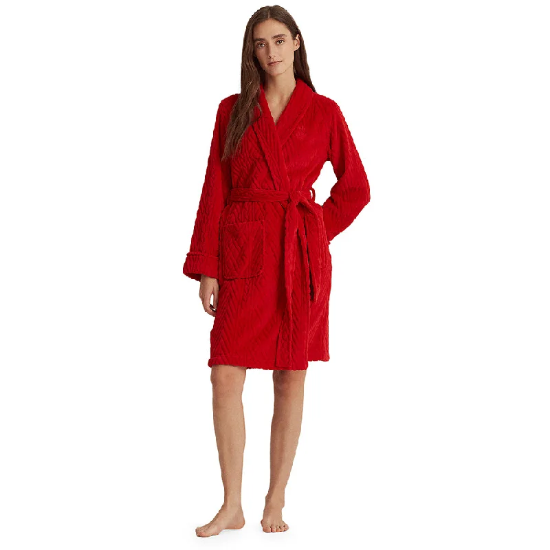 women's pajamas for a good night's sleepLAUREN HOME, Bademantel mit Schalkragen und Bindegürtel, ILN42111F