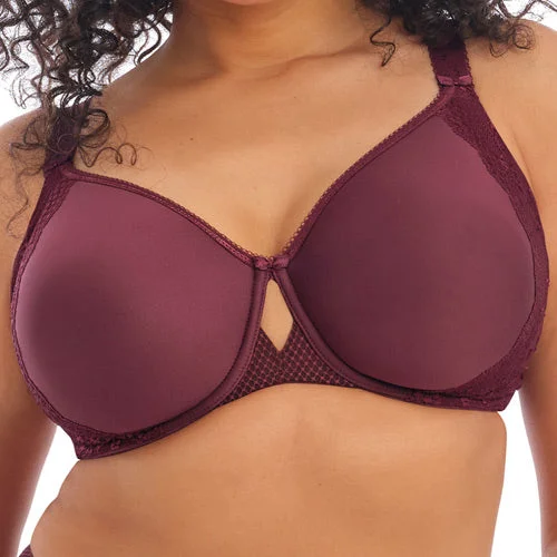 convertible bra with hook-and-eye closureElomi Charley UW Bandless Spacer Moulded Bra - Aubergine - 40DD only