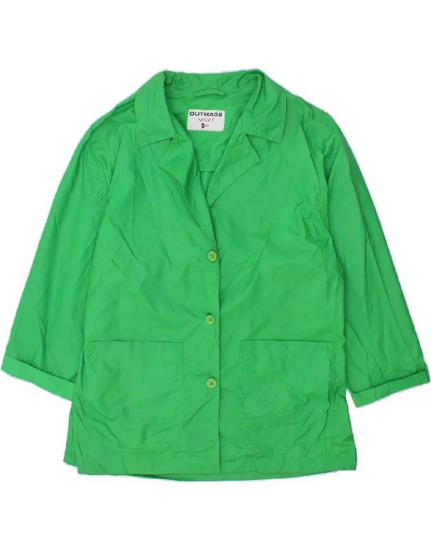 Women's Coats with Fur LiningOUTRAGE Womens 3 Button Blazer Jacket UK 12 Medium  Green Polyamide