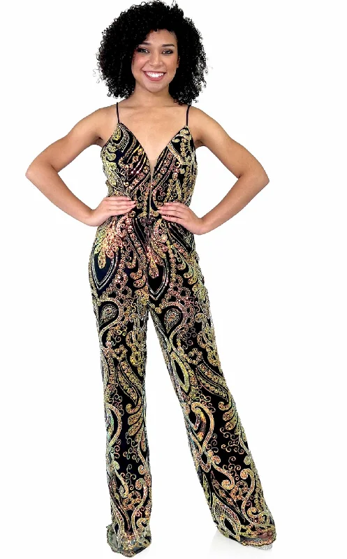 Women's Jumpsuits with Rounded CollarMarc Defang 8261 Jumpsuit