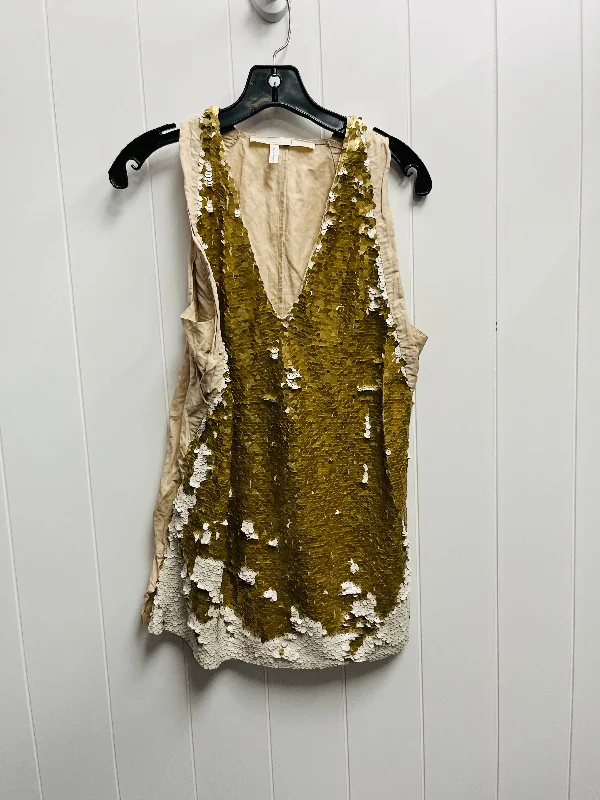 Women's Blouse with Wide CollarBlouse Sleeveless By Clothes Mentor In Gold, Size: M