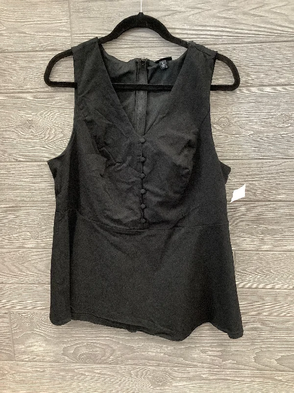 Women's Blouse with Notched CollarBlouse Sleeveless By Torrid In Black, Size: 2x