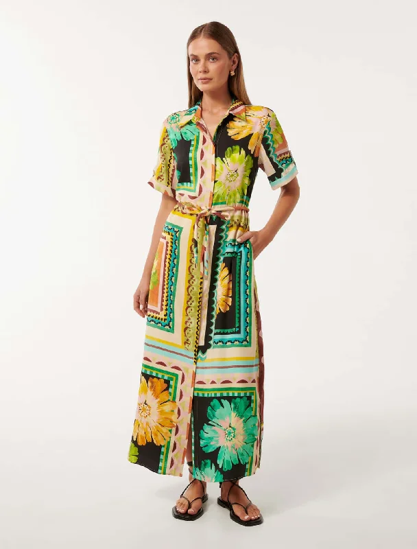 Women's Mini DressesMila Printed Shirt Midi Dress