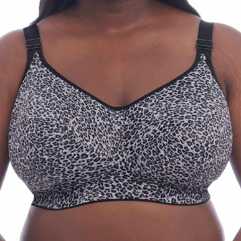 plus-size full-bust braGoddess Celeste Wire-Free Soft Cup Bra - Grey Leopard