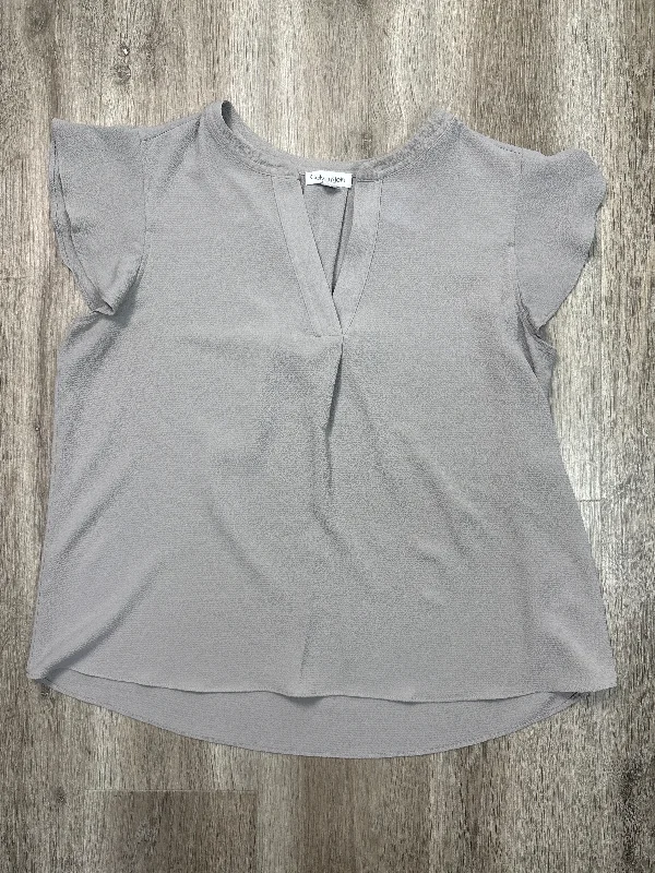 Women's Patterned BlouseBlouse Sleeveless By Calvin Klein In Grey, Size: Xl