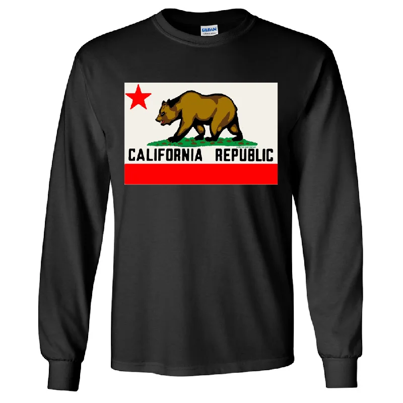 Women's Hooded Sweatshirts with Side PocketsCalifornia Republic Original Bear Flag Long Sleeve Shirt