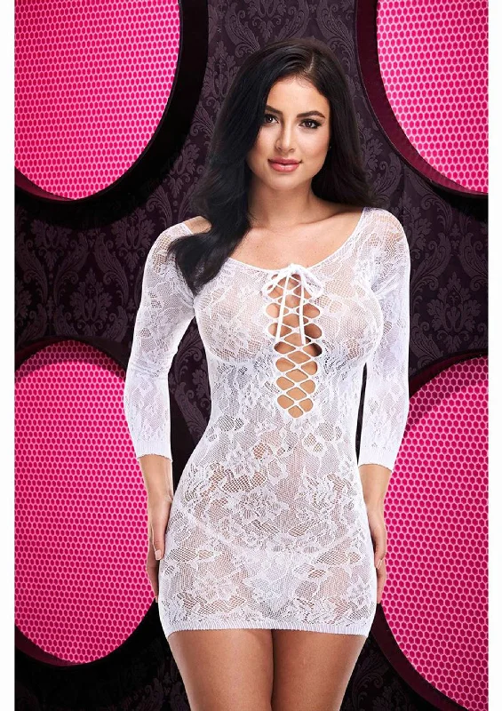 women's pajamas for those who value qualityLace Off the Shoulder Mini Dress - One Size -White