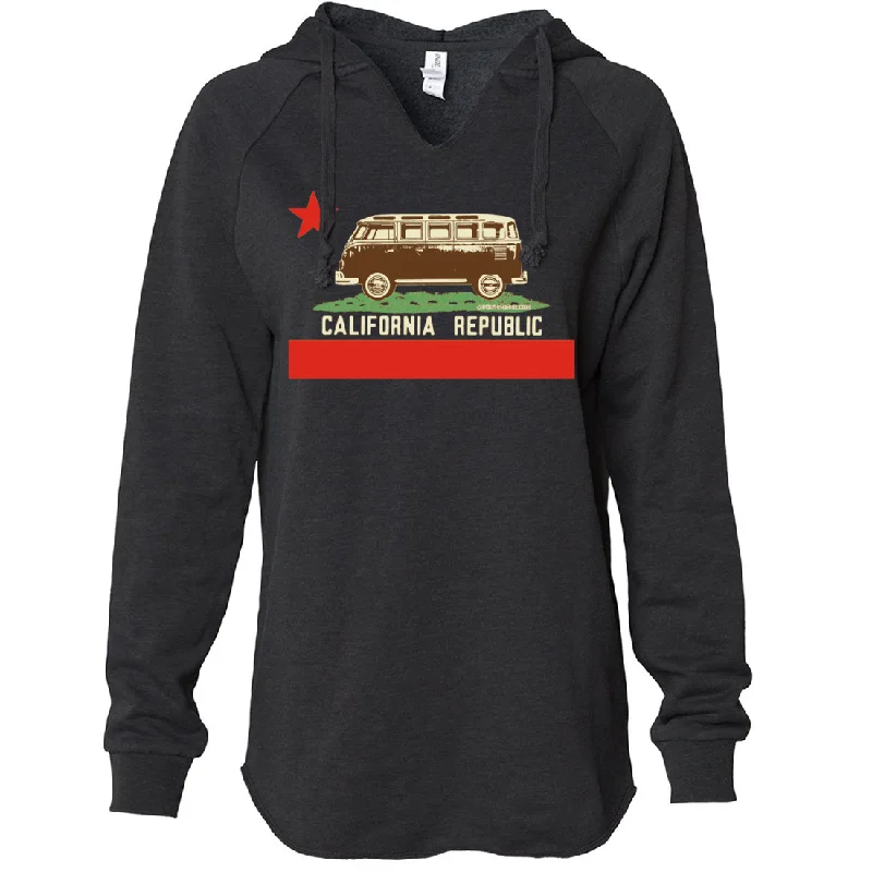 Women's Hooded Sweatshirts with Flannel LiningCalifornia Republic Vintage Van Women's Soft Hooded Pullover