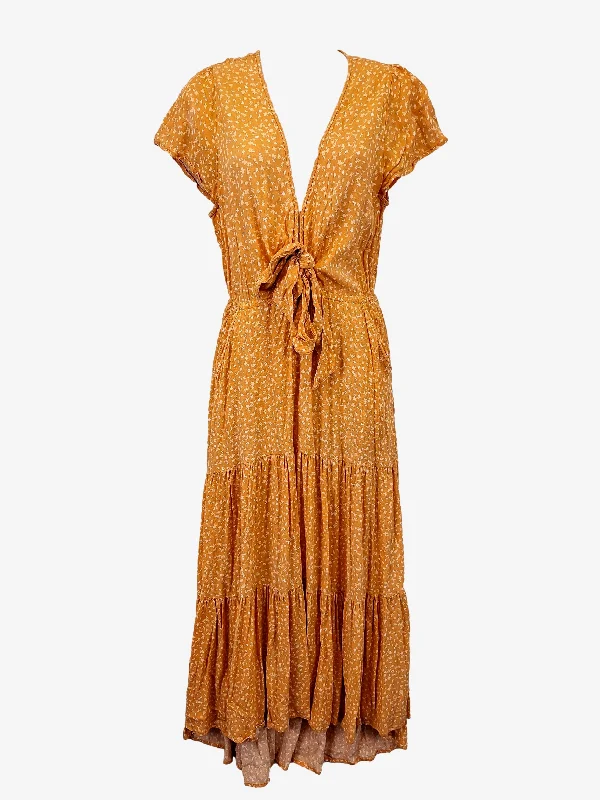 Women's Collarless DressesKivari Pretty Apricot Tiered Maxi Dress Size S