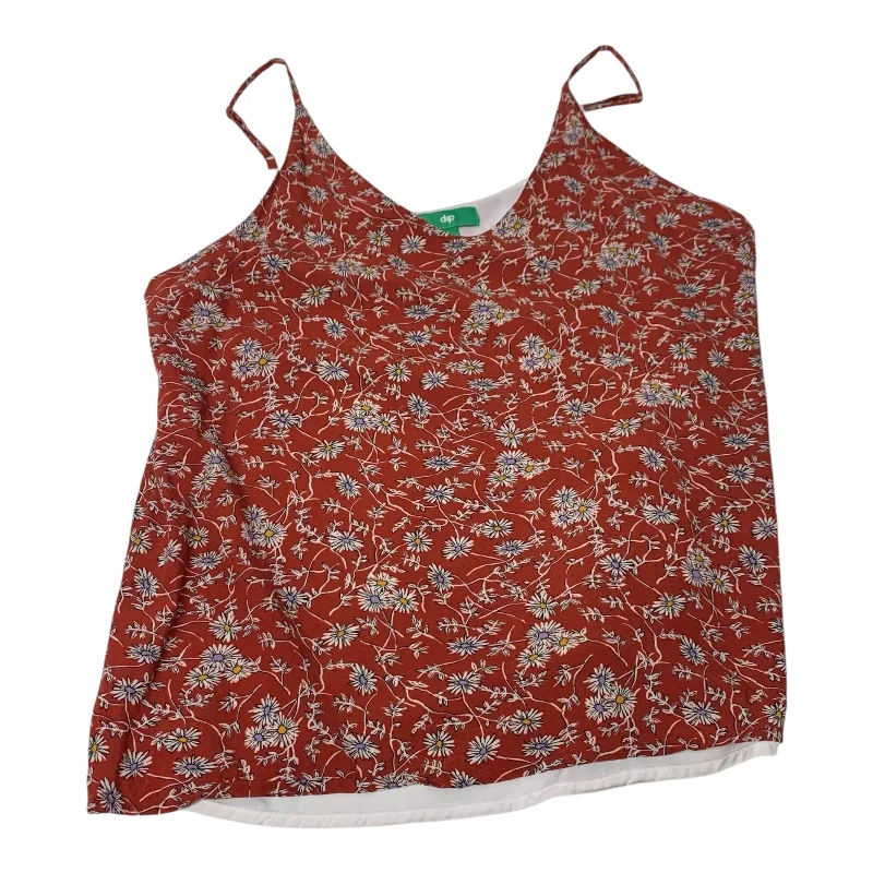 Women's Blouse with V-Shaped HemBlouse Sleeveless By Dip In Orange, Size: L