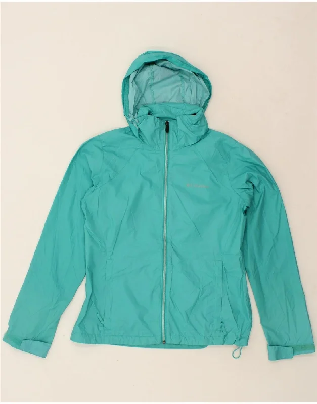 Women's Wool CoatsCOLUMBIA Womens Hooded Rain Jacket UK 14 Medium Turquoise Nylon