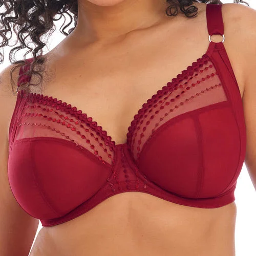 plus-size underwire bra with wide underbandElomi Matilda UW Plunge Bra - Crimson