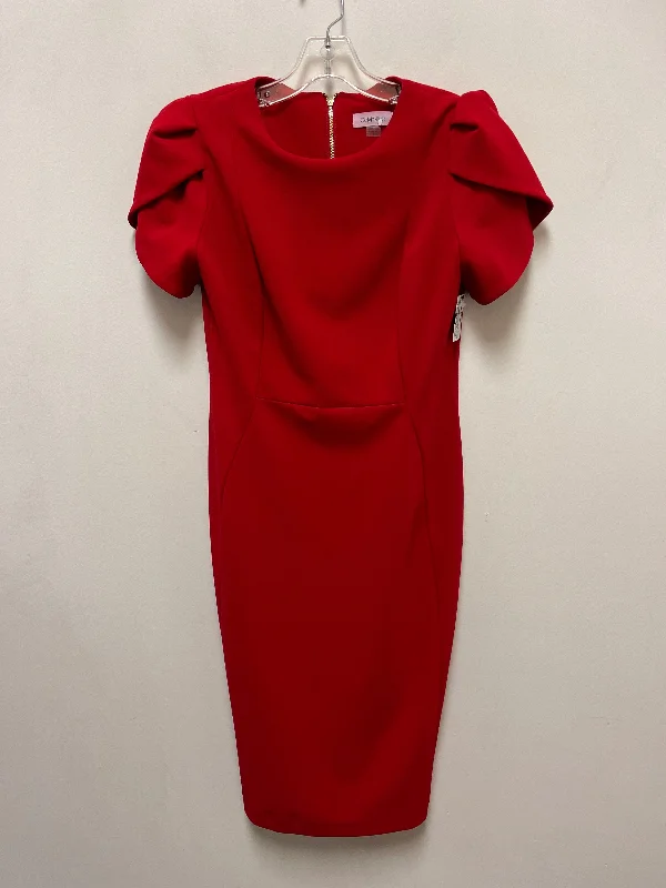 Women's Cap-Sleeve DressesDress Party Midi By Calvin Klein In Red, Size: M