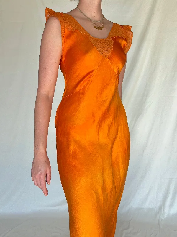 women's pajamas for those who value qualityHand Dyed Fall Orange Silk Slip