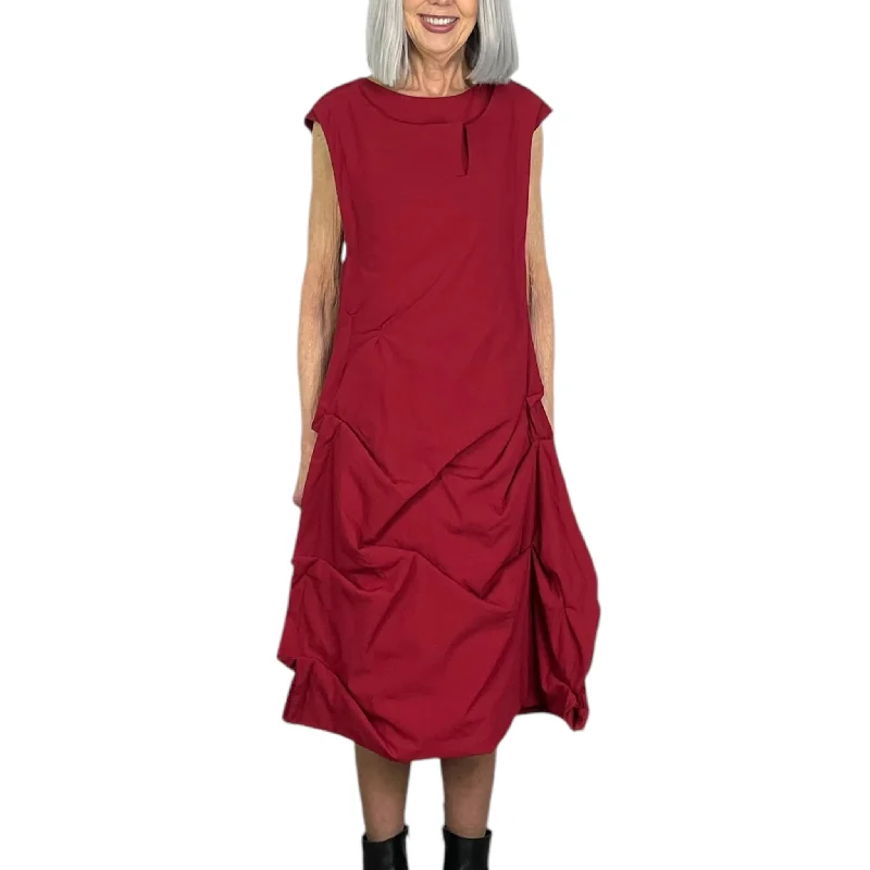 Women's Shawl Collar DressesCRINKLE HEM A-LINE DRESS