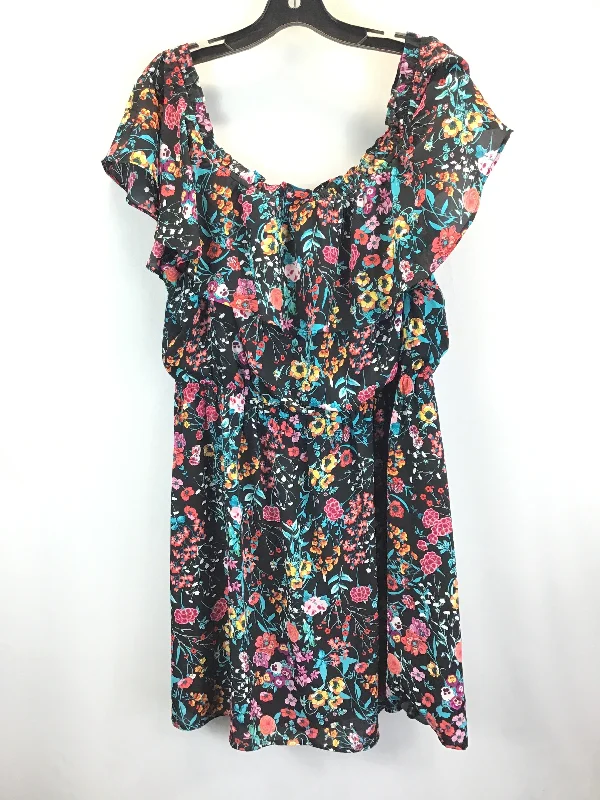 Women's Flared DressesFloral Print Dress Casual Short Express, Size Xl