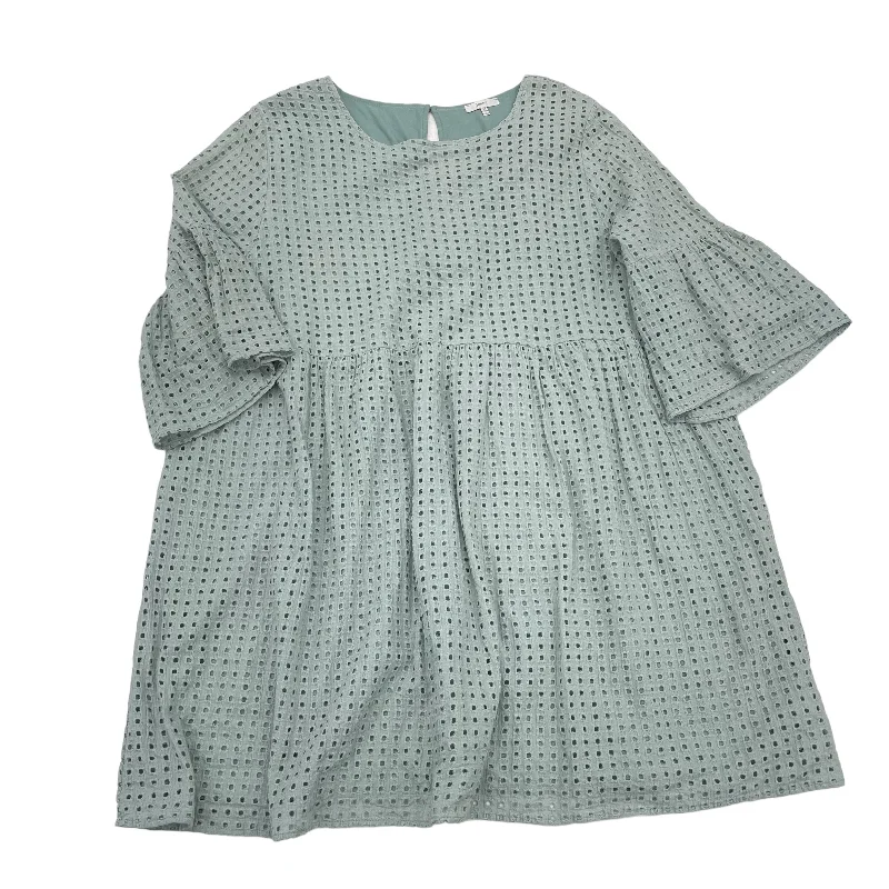 Women's Rounded Collar DressesGreen Dress Casual Short Jodifl, Size 3x