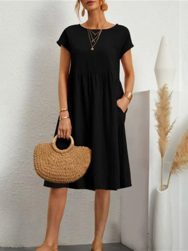 Women's High Collar DressesLoose Short Sleeve Summer Dress