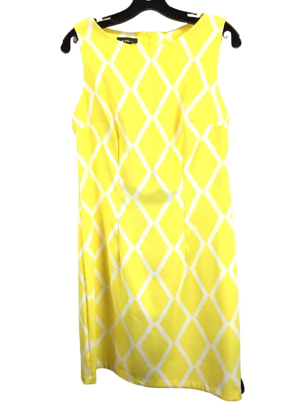 Women's High Collar DressesWhite & Yellow Dress Work Alyx, Size M